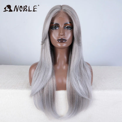 Noble Synthetic Lace Front Wig 26" Straight Ombre lace Cosplay Wig  Lace Part Wig Blonde Wigs For Women Wig synthetic Lace Wig