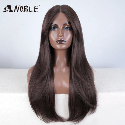 Noble Synthetic Lace Front Wig 26" Straight Ombre lace Cosplay Wig  Lace Part Wig Blonde Wigs For Women Wig synthetic Lace Wig
