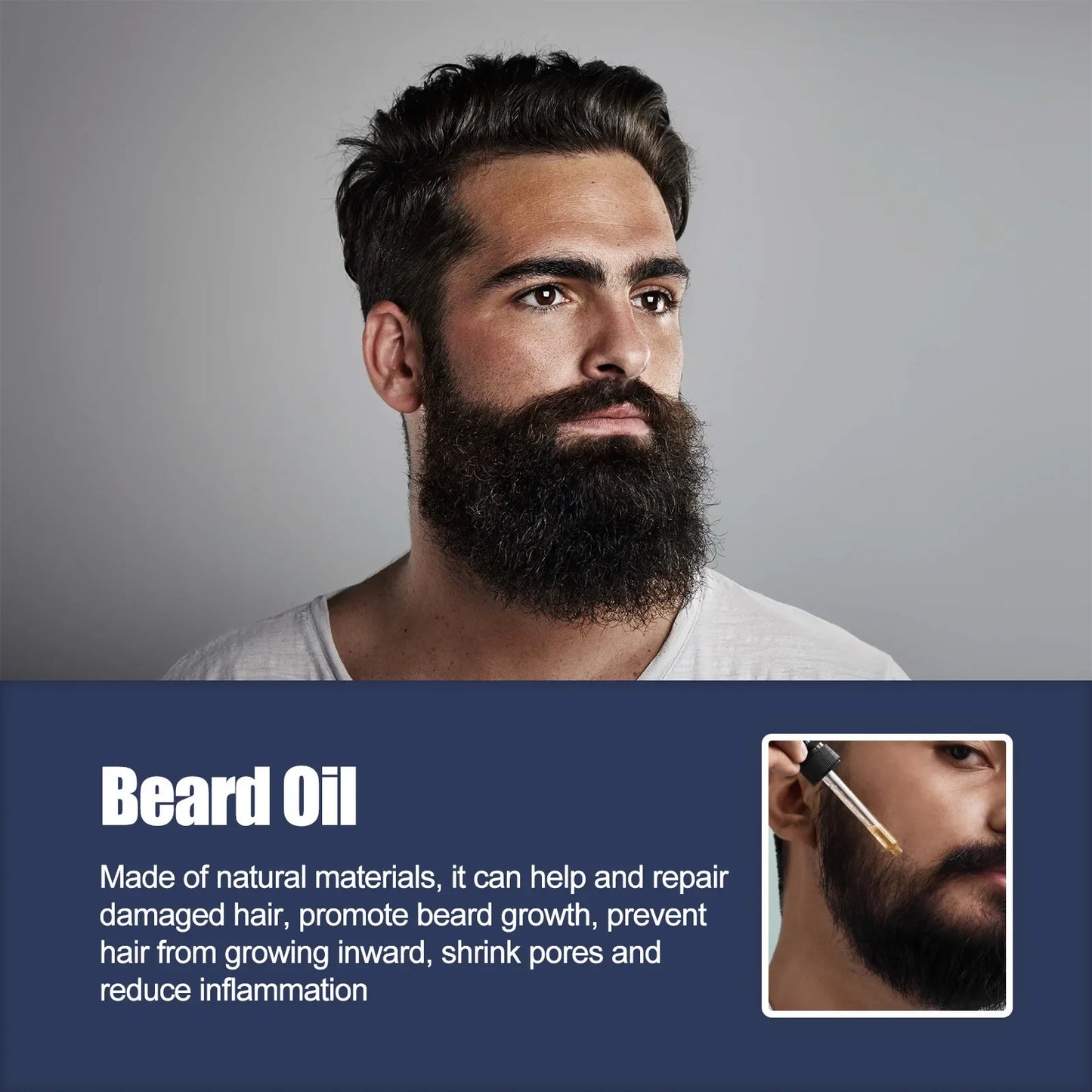 Beard Growth Essential Oil Strengthen Follicles Moisturizing Thicken Moustache Grooming Treatment Enhancing Beard Thicker Serum