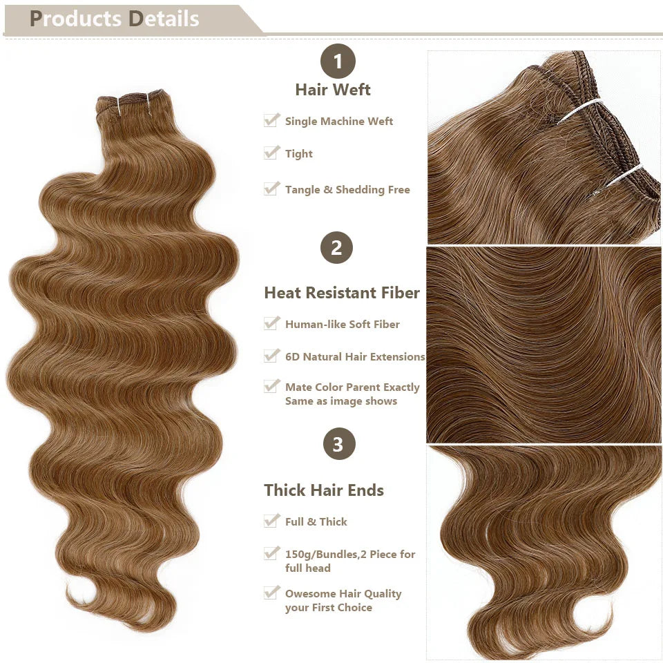 30Inches Magicae 200gram Body Wave Ombre Brown 27 Sliver White 60# Hair Bundles High Synthetic Ombre Blond 27/613 Hair Extension