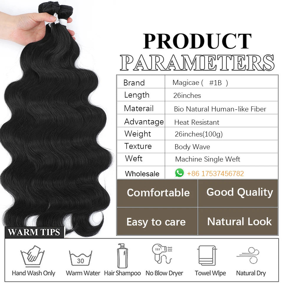 Blond 613 Sliver Gray Body Wave Hair Bundles 26 Inches Highlight Piano 27/613 Natural Synthetic Hair Weave Ombre Brown Ponytail