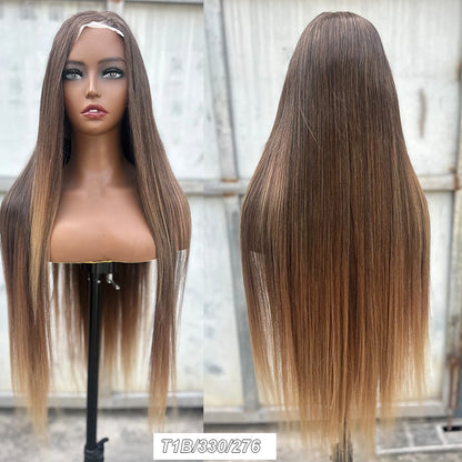 36inch Ombre P27/613 Straight 4X4 Lace Front Wigs Highlight Brown Blon 27/30/613# High Temperature Cosplay Straight Hair Wigs