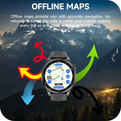 New Military Smartwatch GPS Offline Map Health Monitor Voice Assistant AMOLED Waterproof BT Call Sport Smart Watch For Man Women