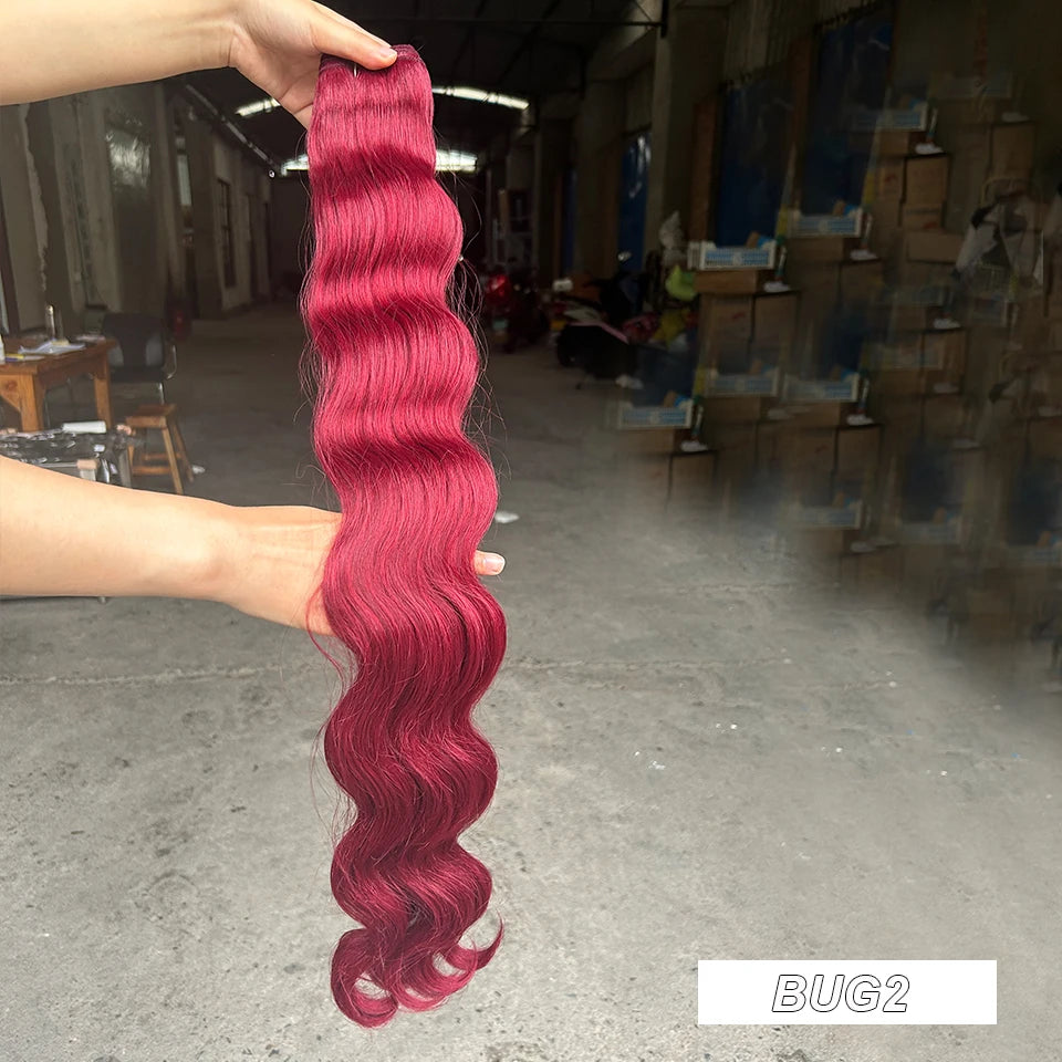 Magicae Ombre Bio Body Wave Hair Bundles 26"/30" Synthetic Hair Extensions Heat Resistant Soft Fiber Hair Weaving