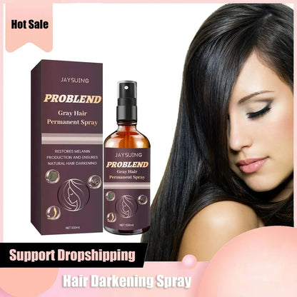 Hair Darkening Spray White Gray Hair To Black Melanin Repair Anti Loss Scalp Nourishing Strengthen Hair Roots Glitter Serum