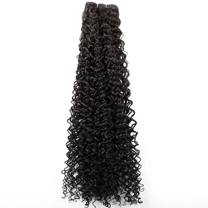30inches Black Jerry Curly Synthetic Hair Extensions Heat Resistant Fiber Human-Like Soft Kinky Curly Fake Hair Weave Bundles