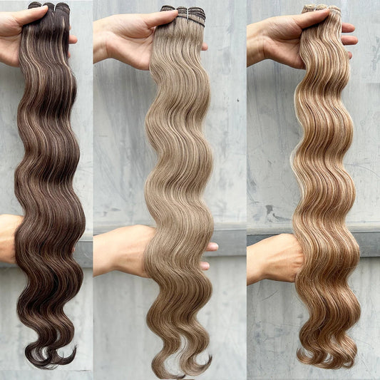 30Inches Colored M618 Ombre Highlight Piano Blond 27/613 Body Wave 200g Synthetic Hair Weave Bundles Soft Human-Like Extension