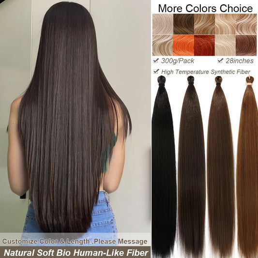 Magicae Braiding Hair Bundles Crochet Braids Synthetic Ariel Straight Braiding 28Inch Hair Ombre Blonde Crochet Hair Extensions.