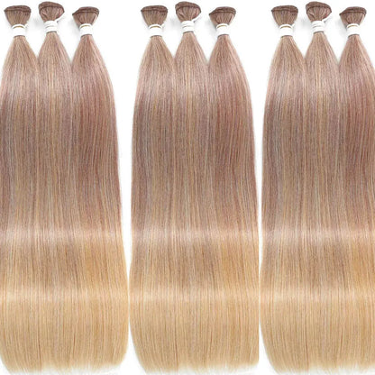 30inch Straight Hair Extensions Synthetic Smooth Ombre Hair Weaving 26 inches brown Synthetic Straight Hair Bundles Full To End