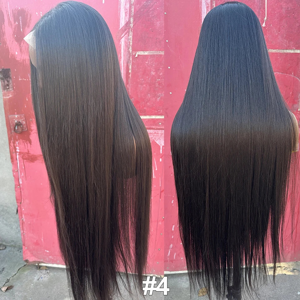 220nsity 4X4 Straight Lace Front Wigs 36 Inch Long Ombre Brown Red Blonde Hightlight Lace Frontal Wigs Cosplay Wig Synthetic