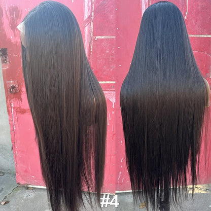 220nsity 4X4 Straight Lace Front Wigs 36 Inch Long Ombre Brown Red Blonde Hightlight Lace Frontal Wigs Cosplay Wig Synthetic