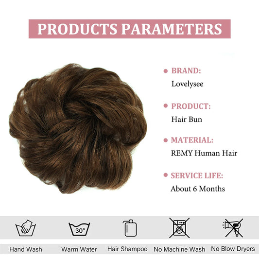Curly Hair Bun Extensions Elastic Hair Hairpieces Natural Color Chignon Donut Updo Pieces for Women Remy Hair Extensions