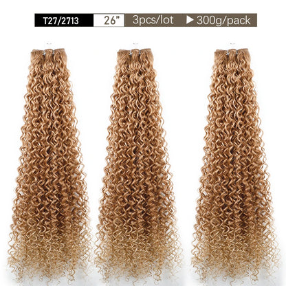 30Inches Water Wave Jerry Curly Synthetic Hair Bundles Heat Resistant Fiber Bio Fiber Soft Natural Black Fake Hair Extensions