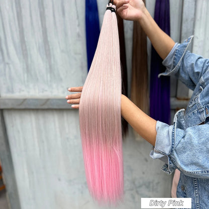 Magicae 28Inches 3Pcs Dark Brown Twist Crochet Braiding Ombre Blond Straight Hair Bundles Extension High Temperature Synthetic