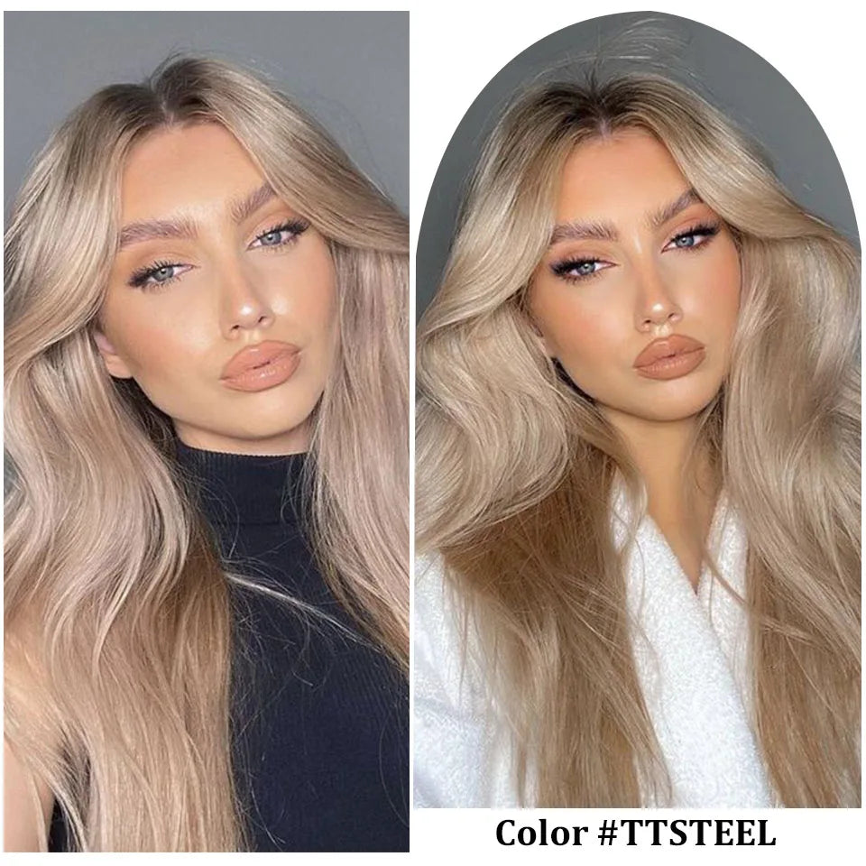 30 Inches 200 grams Ombre Blond 27/613 Body Wave Sliver White Hair Bundles Synthetic High Temperature Brown Orange Human-Like