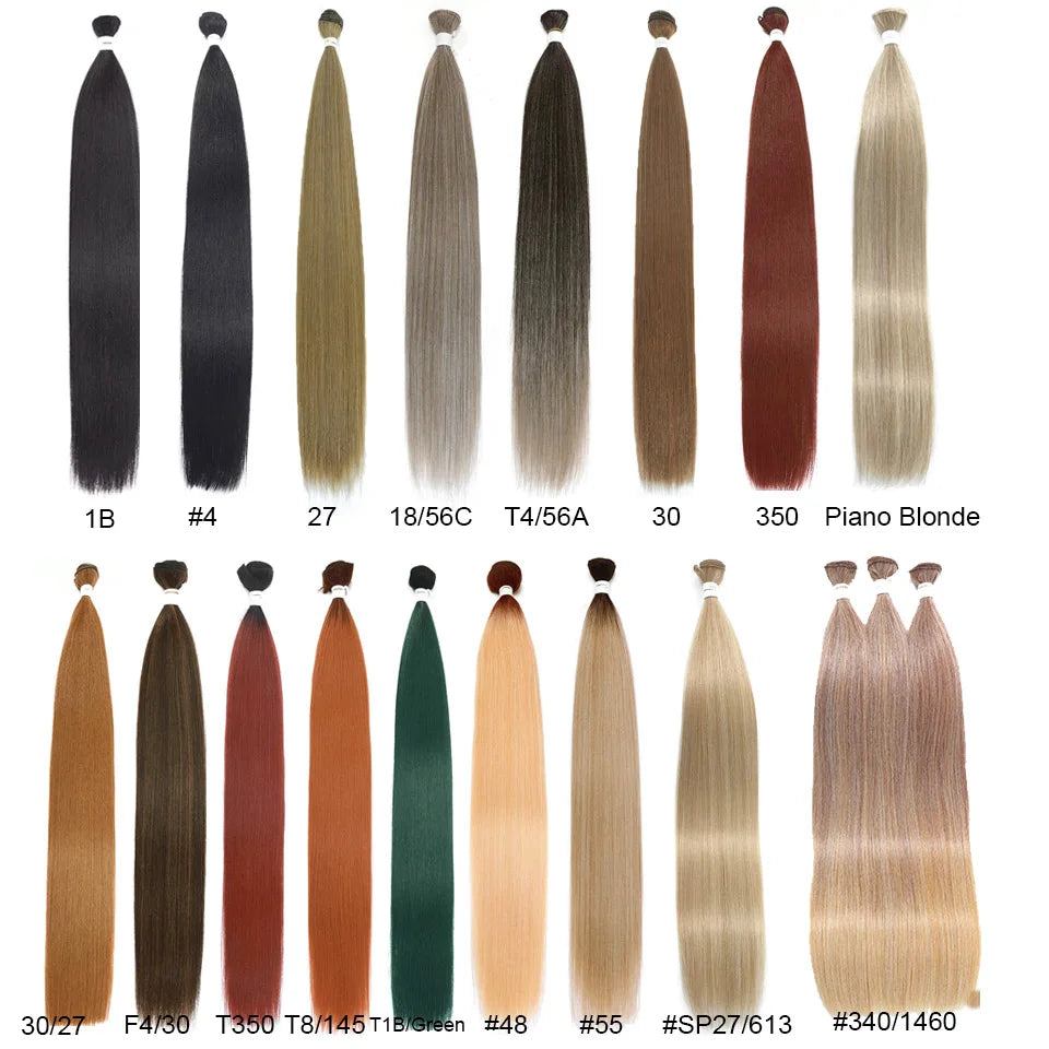 30inch Straight Hair Extensions Synthetic Smooth Ombre Hair Weaving 26 inches brown Synthetic Straight Hair Bundles Full To End