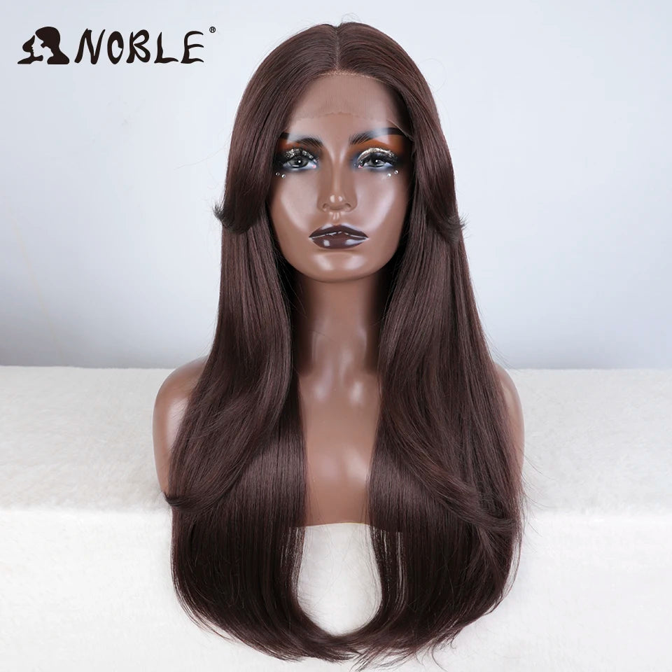 Noble Synthetic Lace Front Wig 26" Straight Ombre lace Cosplay Wig  Lace Part Wig Blonde Wigs For Women Wig synthetic Lace Wig