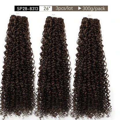 30Inches Water Wave Jerry Curly Synthetic Hair Bundles Heat Resistant Fiber Bio Fiber Soft Natural Black Fake Hair Extensions