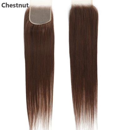 22inches Straight 4X4 Lace Closure Ombre Blond 27/613 Brown High Temperature Synthetic Heat Resistant Fiber Pre-Plucked Closure