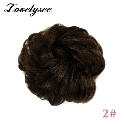 Curly Hair Bun Extensions Elastic Hair Hairpieces Natural Color Chignon Donut Updo Pieces for Women Remy Hair Extensions