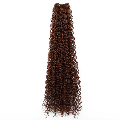 30Inches Chocolate Brown Jerry Curly Synthetic Hair Extensions Highlight Ombre 27/613 Heat Resistant Fiber Bio Soft Natural Curl