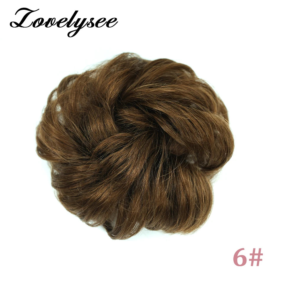 Curly Hair Bun Extensions Elastic Hair Hairpieces Natural Color Chignon Donut Updo Pieces for Women Remy Hair Extensions