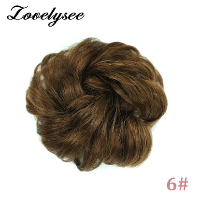 Curly Hair Bun Extensions Elastic Hair Hairpieces Natural Color Chignon Donut Updo Pieces for Women Remy Hair Extensions