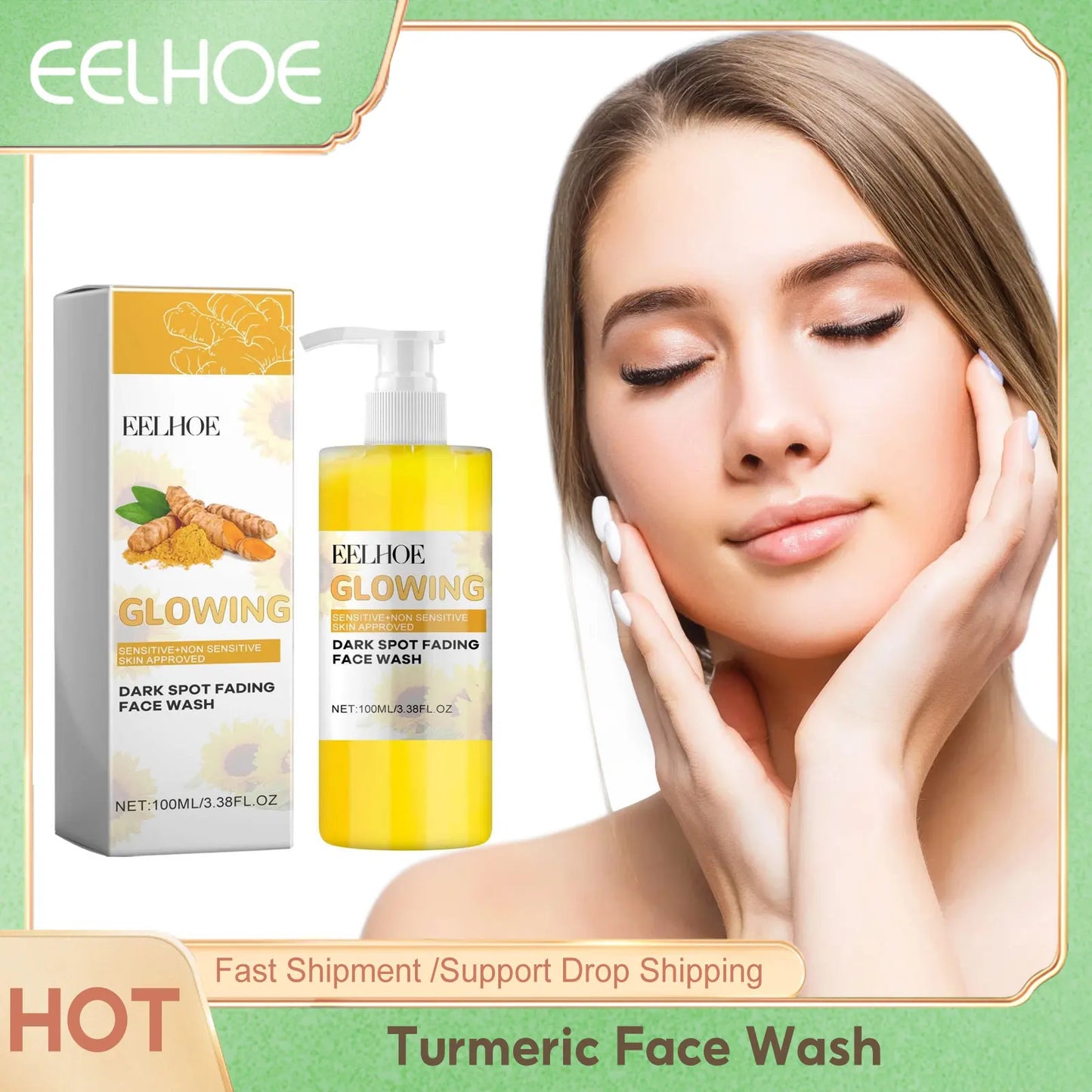 Turmeric Face Cleansing for Firmming Skin Refine Pores Nourishing Repair Skin Face Blemishes Removal Face Cleanser 100ml