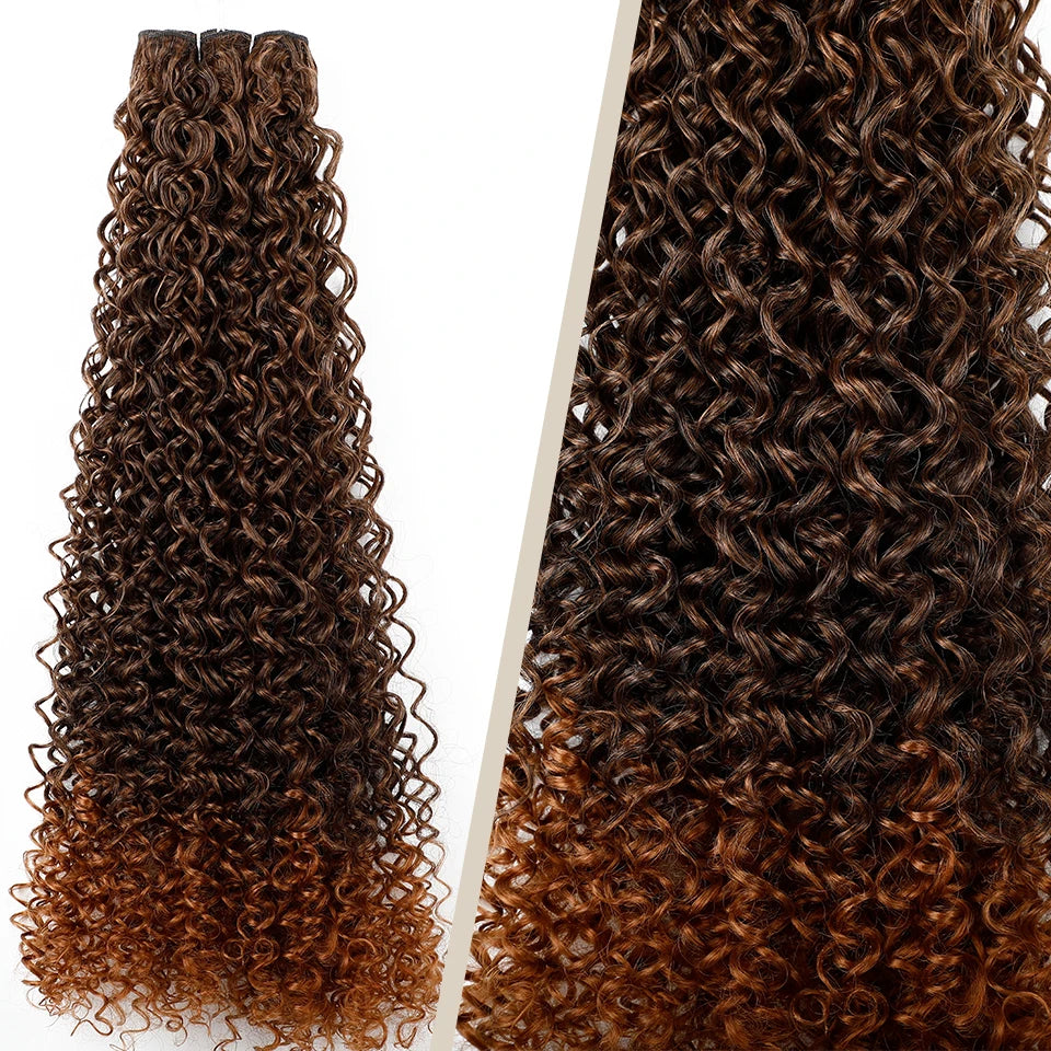 Magicae 30Inches Colored Ombre 30# Kinky Curly Bundles Bio Water Synthetic Blond 27/613 Hair Extensions Heat Resistant Fiber
