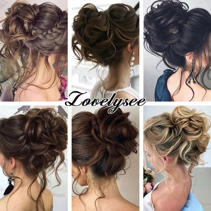 Curly Hair Bun Extensions Elastic Hair Hairpieces Natural Color Chignon Donut Updo Pieces for Women Remy Hair Extensions