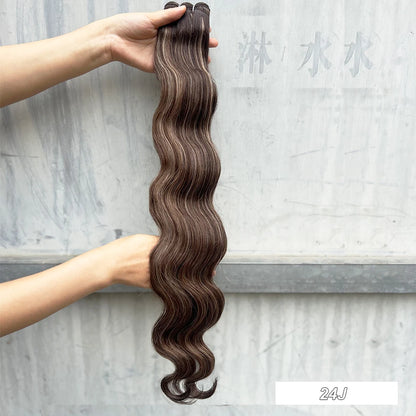 30Inches 200Grams Chocolate Ombre Brown 6# Highlight Blond 27/30/613 Bio Body Wave Hair Weave Bundles High Temperature Synthetic