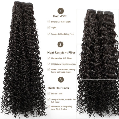 Magicae 30Inches Colored Ombre 30# Kinky Curly Bundles Bio Water Synthetic Blond 27/613 Hair Extensions Heat Resistant Fiber