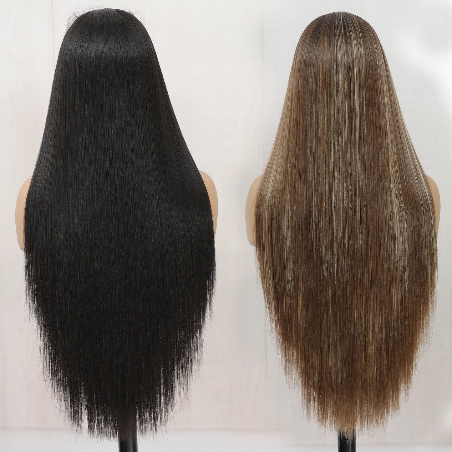 30Inches Lace Frontal Hair Wigs 13x4 Straight Lace Front Pre Plucked Ombre Brown Synthetic Wig Heat-resistant Fiber Colored Hair