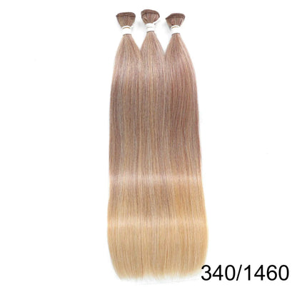 30inch Straight Hair Extensions Synthetic Smooth Ombre Hair Weaving 26 inches brown Synthetic Straight Hair Bundles Full To End