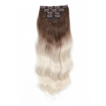 24Inches Blonde 27/613 Bio Synthetic Body Wavy 220grams Ombre Brown M888# Clip In Hair Extensions 4Pcs/lot Sliver White 613#