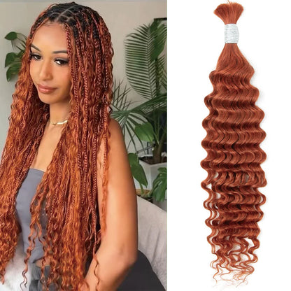 14-22'' Brown Deep Wave Human Hair Bulk For Braiding Highlights Brown No Weft Human Hair Bundles Women Boho Braids Braiding Hair