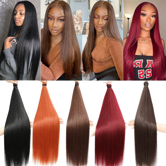 Ariel Straight Pony Tail Synthetic Hair 28 Inch Bundles Crochet Braids Hair Ombre Brown Crochet Hair Extensions For Women
