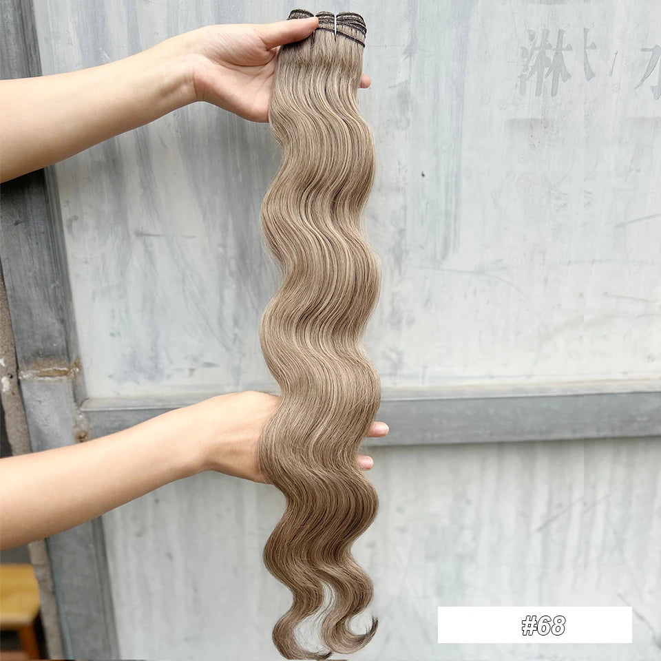 30Inches 200Grams Chocolate Ombre Brown 6# Highlight Blond 27/30/613 Bio Body Wave Hair Weave Bundles High Temperature Synthetic