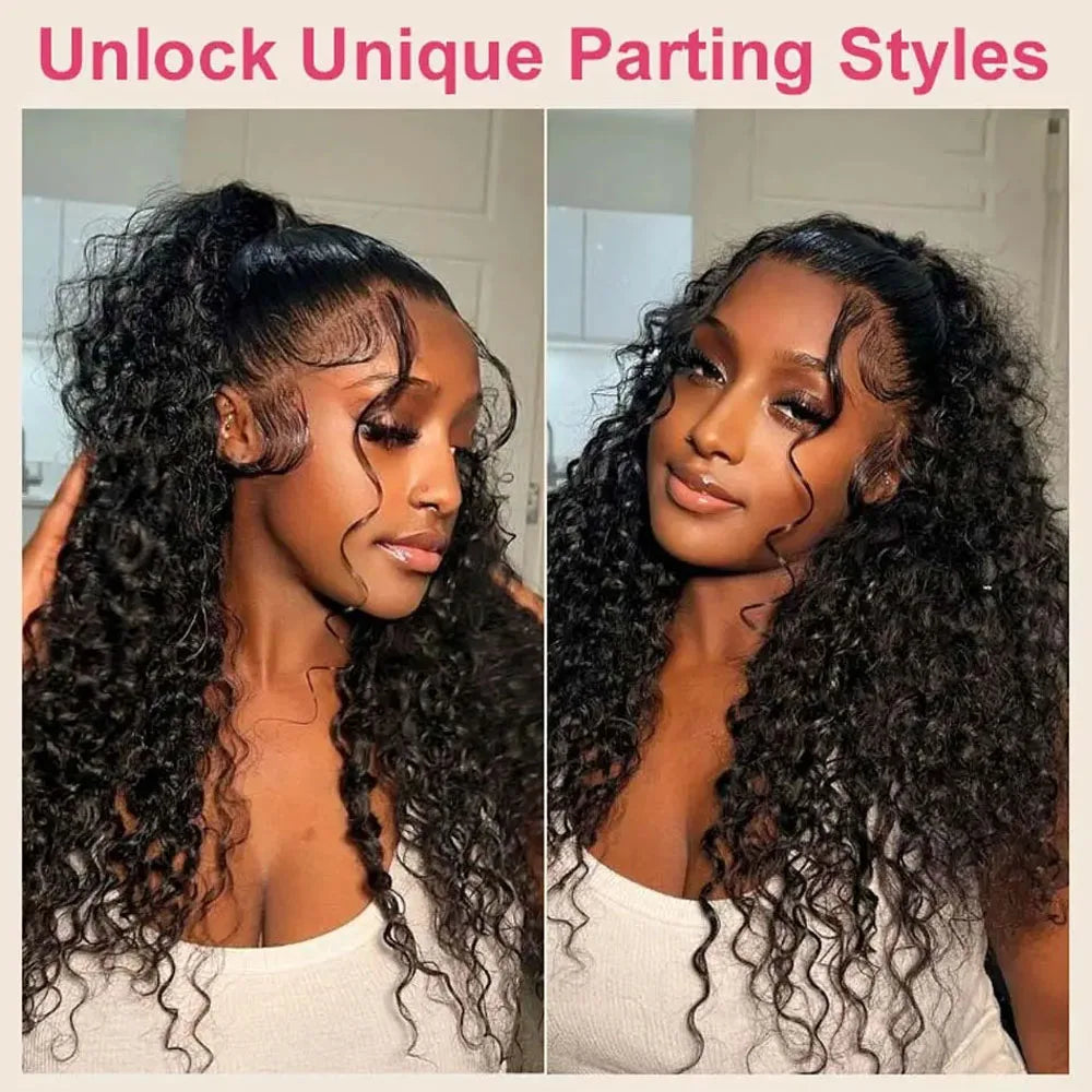 250 Density Invisible Strap 360 Full Hd Glueless Wig 30 Inch Water Wave Lace Front Human Hair Wig Deep Curly Wave Frontal Wig