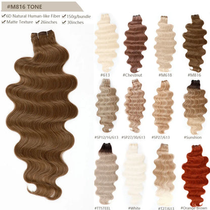 30Inches Magicae 200gram Body Wave Ombre Brown 27 Sliver White 60# Hair Bundles High Synthetic Ombre Blond 27/613 Hair Extension