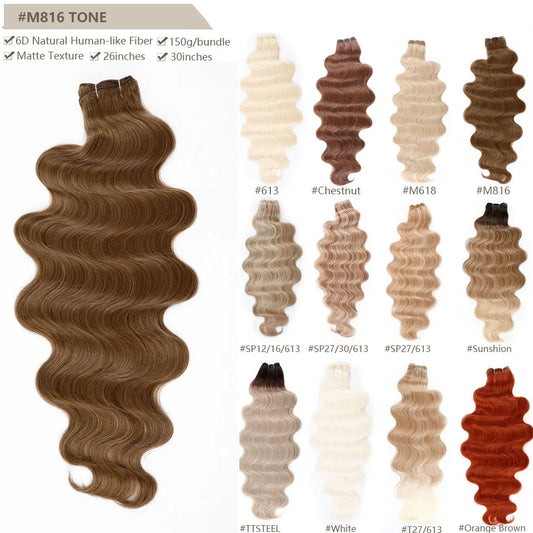 30Inches Magicae 200gram Body Wave Ombre Brown 27 Sliver White 60# Hair Bundles High Synthetic Ombre Blond 27/613 Hair Extension