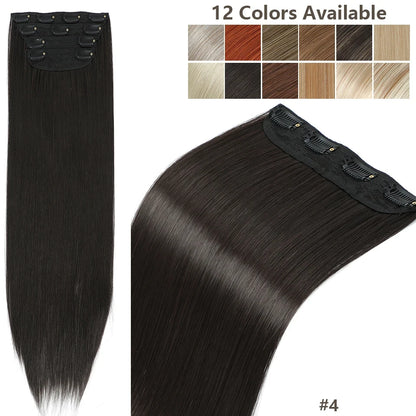 26 Inches Clips IN Straight Brown 12# Colored Ombre Blond P27/30/613 Hair Extensions 4Pcs/pack Silky Straight High Temperature