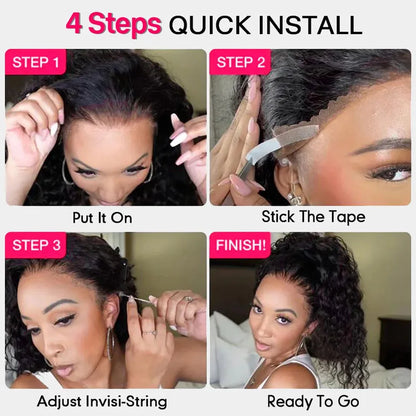 250 Density Invisible Strap 360 Full Hd Glueless Wig 30 Inch Water Wave Lace Front Human Hair Wig Deep Curly Wave Frontal Wig