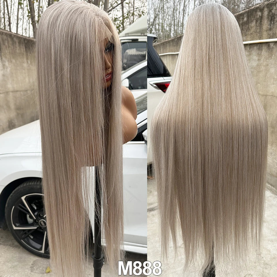 36inch Ombre P27/613 Straight 4X4 Lace Front Wigs Highlight Brown Blon 27/30/613# High Temperature Cosplay Straight Hair Wigs