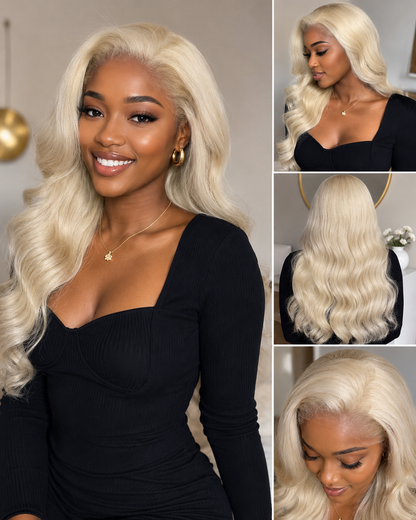 Platinum Blonde Luxe Waves – Premium Semi-Human Body Wave Wig