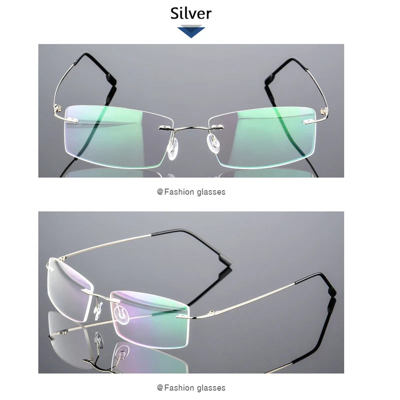 Anti Blue Light Folding Rimless Eyeglasses Optical Glasses Man Square stainless steel Lightweight Memory Titanium Spectacle