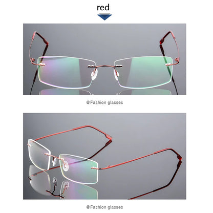Anti Blue Light Folding Rimless Eyeglasses Optical Glasses Man Square stainless steel Lightweight Memory Titanium Spectacle