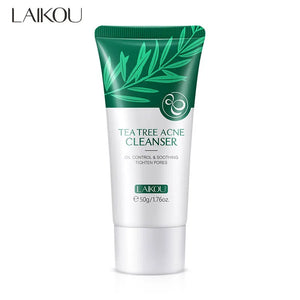 LAlKOU Tea Tree Cleanser Gentle Acne Treatment Blackhead Cleaner Shrink Pore Deep Clean Oil Control Moisturizing Face Skin Care