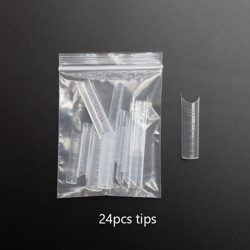 Forms for Nail Extension with Dual-Ended UV Gel Brush Nail Clips Dual Nail Extending Mold Quick Building Full Cover Nail Tips