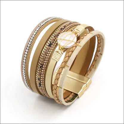 VONNOR Women Bracelet Jewelry Multilayer Leather Rope Chain Alloy Inlaid Rhinestone Bracelets Female Accessories Dropshipping